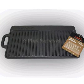 Texsport 2 Sided Cast Iron Griddle - Pre-Seasoned Great for Campfires - Smooth And Ribbed
