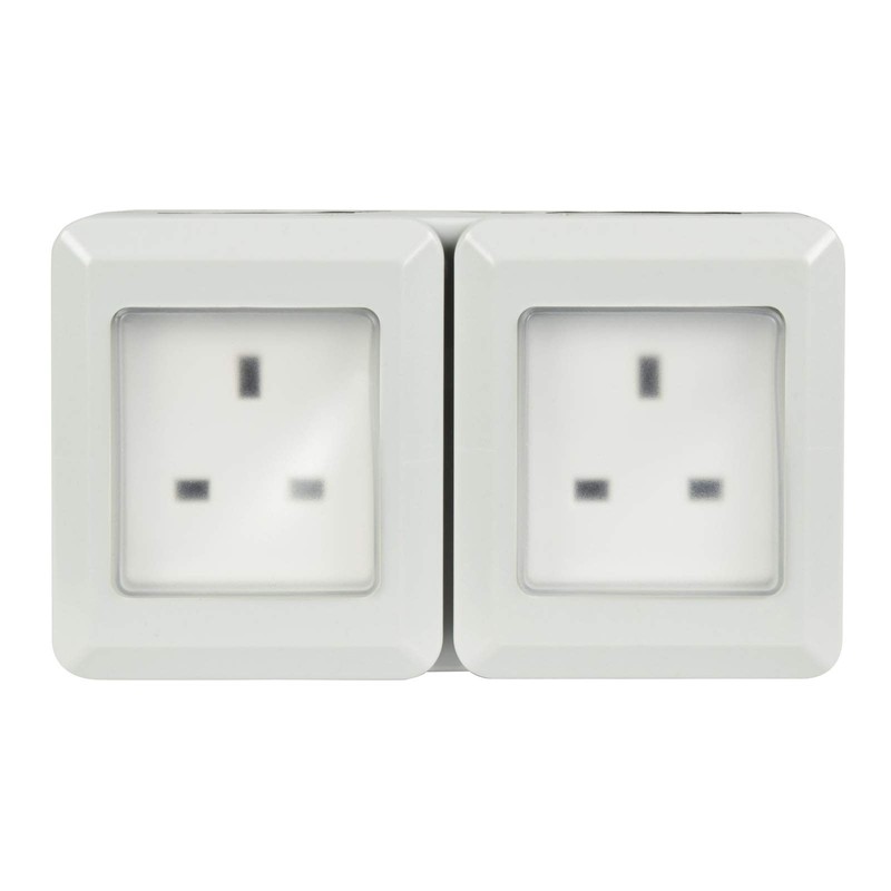 Double Gang Weatherproof 2 x 3 Pin UK Power Socket