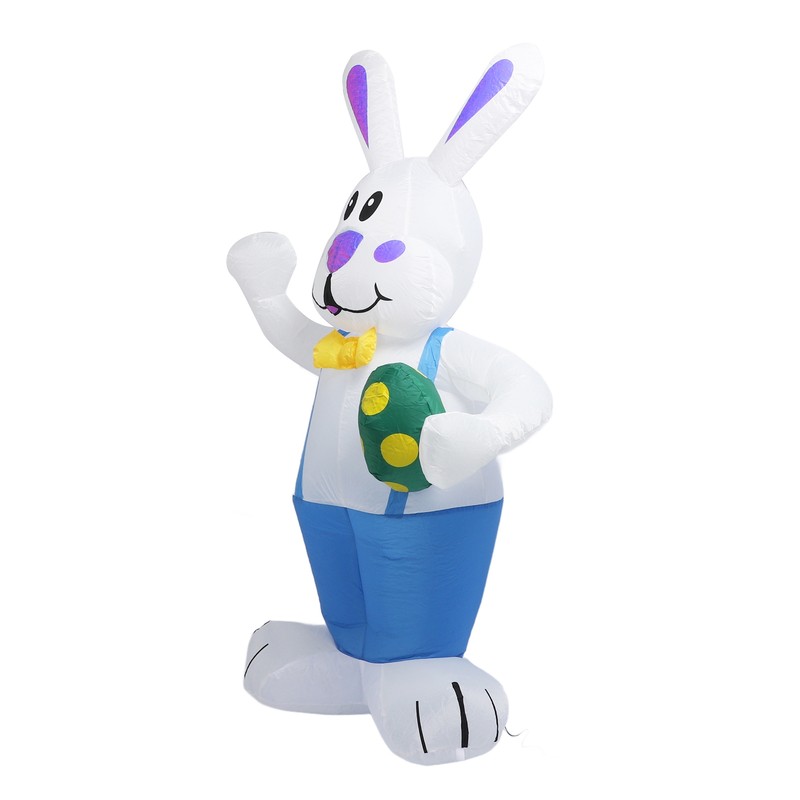 6.5FT High Easter Blue Bunny Holding Easter Egg Inflatable Yard