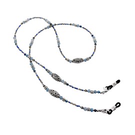 Damanse Beaded Glasses Chain,Eyeglass Sunglass Strap for Women Stylish,Fashionu Natural Stone Eye Glasses Holders around Neck (Blue dot)