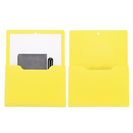 PATIKIL Magnetic File Holder, 2 Pack Magnetic Wall Holder Organizer File Hanging Magnetic Mail Holder for Refrigerator Letters Paper Teacher Classroom, Yellow