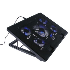 iMBAPrice Black Laptop Cooling Pad, Laptop Cooler with 5 Blue Quiet Fans for 12"-17" Notebook Computer PC Gaming Laptop Fan, Height Adjustable Laptop Cooling Stand Laptop Accessories, 1-Pack