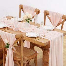 Light Peach Chiffon Table Runner 27x120 Inches Long Table Runners for Baby Shower Outdoor Wedding Festival Decorations