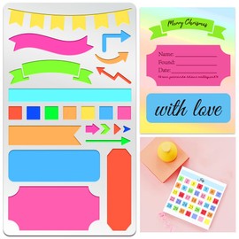 BEUNITONE Metal Journal Stencils 4x7 Banner Stencils for Journaling Reusable Planner Stencils Drawing Bookmark Stencils Journal Stencil for DIY Diary Scrapbook Making