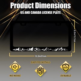Mountains License Plate Frame Mountains Raised License Plate Stainless Steel Scenery Accessories Cars Decor 12.3 X 6.3 Inch Fits Standard Us Ca Vehicles with 2 Holes and Screws