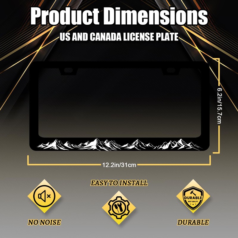 Mountains License Plate Frame Mountains Raised License Plate Stainless Steel