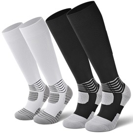 IRAMY Compressive Soccer Socks Men Youth Ankle Compression Support Coolmax Wicking Football Socks Boys Anti-Slip Baseball Softball Adult 2 Packs