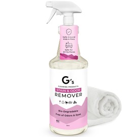 G's Cleaning Biodegradable Stain & Odor Remover Spray – 32 oz Pet Urine Enzyme Cleaner – Pet Odor Eliminator for Home – Cat & Dog Pee Carpet Cleaner – Stain Remover for Rug, Floor, Furniture, Mattress