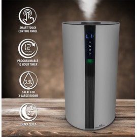 Air Innovations AI-104 Ultrasonic Cool Mist Humidifier for Large Bedroom – Quiet Cool Diffuser with 3.5L Tank, 35-Hour Runtime, Auto Shut-Off, Top-Fill Design – Ideal for Home, Baby, & Plant Rooms