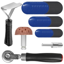 GAOLAOSY 63PCS Car Tire Patch Roller Kit, Includes Auto Tire Repair Buffing Wheel & Inner Liner Scraper & 32mm/ 42mm/ 58mm Tires Patches, Heavy Duty Vehicle Tires Repair Tools for Bike Motorcycle