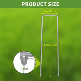 100 Pack Galvanized Landscape Staples, 6 Inch U-Shaped Heavy Duty Tent Stakes, Lawn Fabric Garden Stakes for Landscaping Securing, Irrigation Tubing, Fences