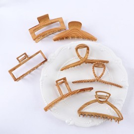 3 Pack Wood Hair Claw Clips, Large Claw Hair Clips for Thick Thin Hair, Banana Jaw Hair Barrettes for Women and Girls