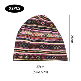 Pack of 2 Women's Summer Hats, Thin Women's Hats, Lightweight Women's Summer Hats, Women's Hats, Women's Cotton Hats, Women's Soft Headbands, Foldable Headbands (Blue, Pink).