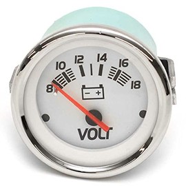 VeeThree Boat Voltmeter Gauge 68253F | Lido Elite 2 Inch White Silver