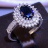 Viyuroyk 925 Sterling Silver Shining Blue Gemstone Cubic Zirconia Rings