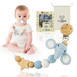 Dummy Clip for Baby Keep Pacifier Clean, Pacifier Clips with Storage Bag for Babies Newborns Girls Boys, Dummy Holder Suitable for Most Types of Pacifiers (Elephant)