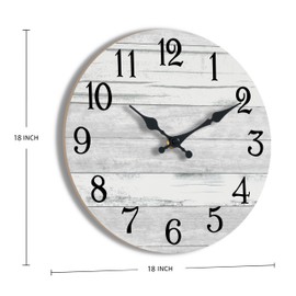 KECYET Wall Clock Battery Operated 18 Inch Large Gray Silent Non Ticking Country Rustic Design Vintage Retro Decorative for Bathroom Kitchen Bedroom
