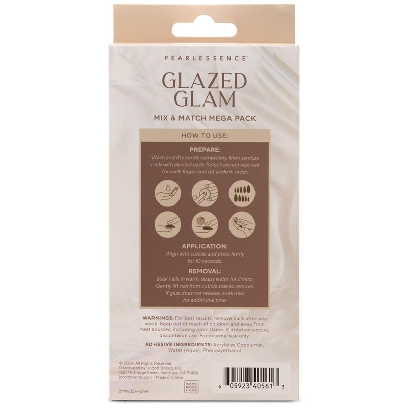 Pearlessence 48pc Glazed Glam Med Oval Press On Nails Mega