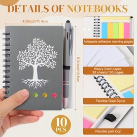 Eaasty 10 Sets Small Notebook with Pen Journals Bulk with Sticky Notes Spiral Notebooks Pocket Notepad for Teachers Students Gifts Employee Team Appreciation(Macaron Color)