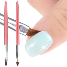 cobee Nail Clean Up Brush, 2PCS Nail Art Clean Up Brushes Nail Painting Brushes Nail Remover Brush Nail Pen Painting Tools for Nail Art Design Manicure Mistake Cleaning(Round, Angled, Rose Red)