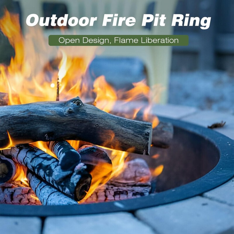 GJWCVL Fire Pit Ring Outdoor Wood Burning Fire Pit Liner