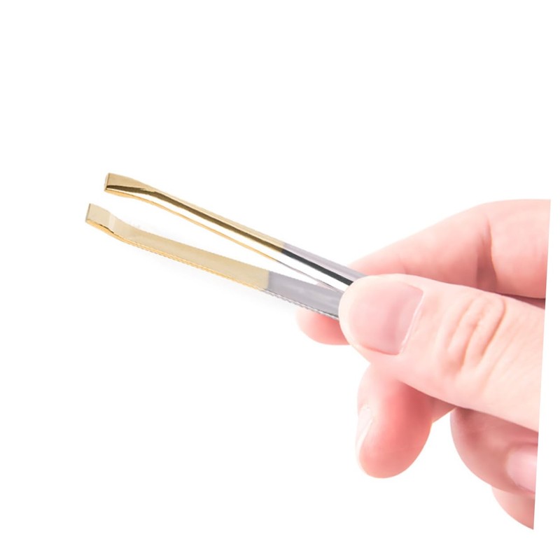 Mikinona Professional Eyebrow Tweezers Stainless Steel Clamps Flat Oblique Mouths