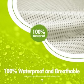 Zellar Dog Raincoat with Hood, Collar Hole, 100% Waterproof Ultra-Light Breathable Rainwear Rain Jacket with Safe Reflective Strips for Medium to Large Dog, Green, 5XL