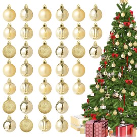 36 PCS Esferas Navideñas de 4 cm, Set con 6 Diseños Diferentes