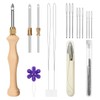 JSRQT Wooden Handle Punch Needle Embroidery Set, Adjustable Punch Needle