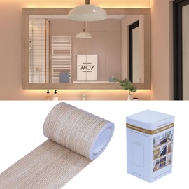 FEILAYS Wood Grain Removable PVC Waterproof Border Wall Decor Removable Self Adhesive Door Frame Window Mirror Bathroom Tiles Sticker Grain Trim Natural Oak 5.9 inch x 393 inch