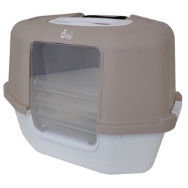 Cat Love Space Saver Corner Hooded Cat Pan, taupe/tan.