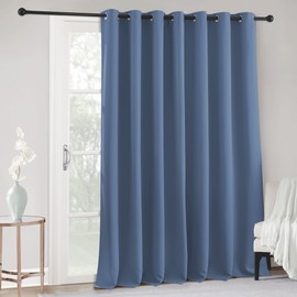 RYB HOME Blackout Curtains & Drapes 120 inches Length - Extra Wide Privacy Room Darkening Backdrop Energy Smart Window Curtains for Living Room Sliding Door, W100 x L120 inch, Stone Blue, 1 Panel