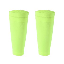 Shin Pads Socks, Soccer Shin Guard Socks Breathable Football Shin Pads Holders Soccer Sock Sleeves Soft Calf Sleeves for Athlete Adults Beginners (Fluorescent Yellow)