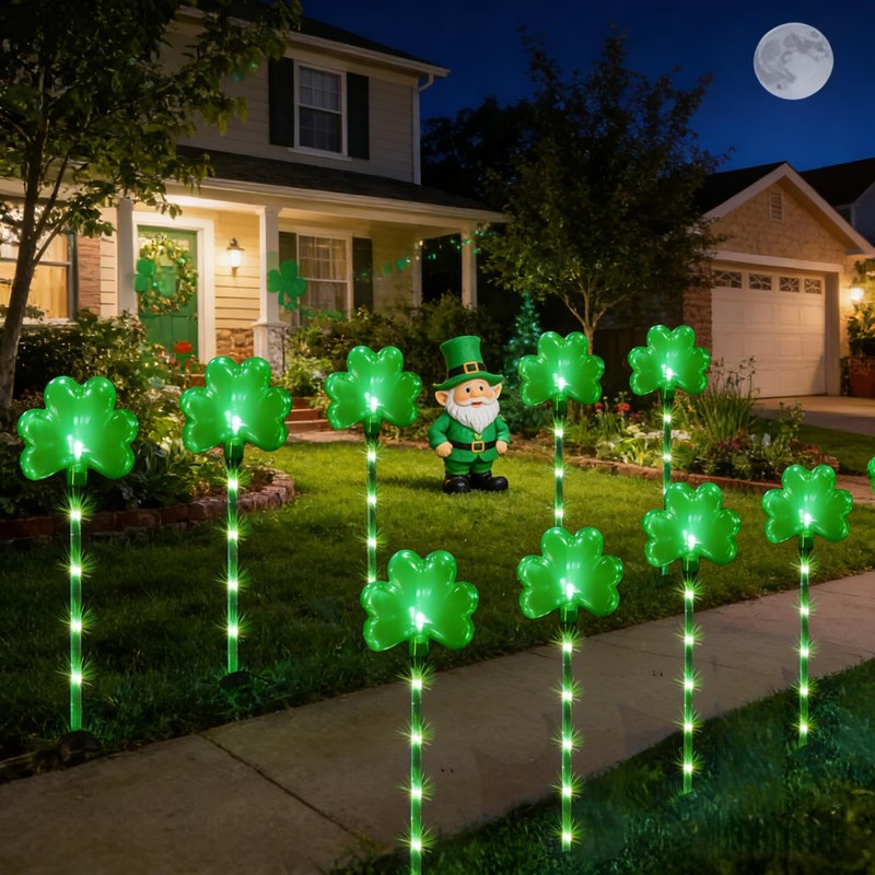 5 Pack St. Patrick's Day Solar Pathway Lights Outdoor -