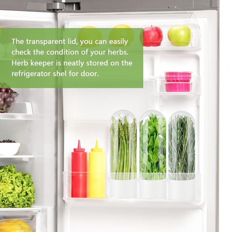 Giyochie Fresh Herb Saver Cilantro Storage Containers for Refrigerator, Transparent