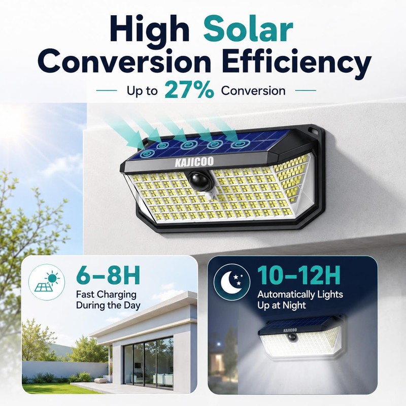 KAJICOO 416 LED Outdoor Solar Lights Waterproof with 300° Angle