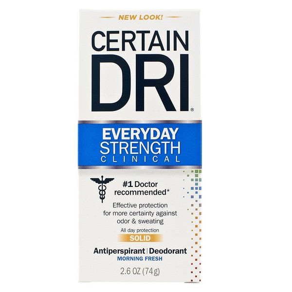Certain DRI Everyday Strength Clinical Solid Antiperspirant/Deodorant, Morning Fresh Fragrance,