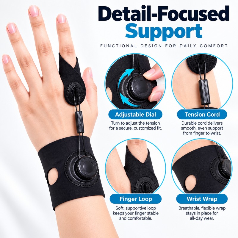 Adjustable Finger Splint – Knob-Control Support Brace for Index, Middle,