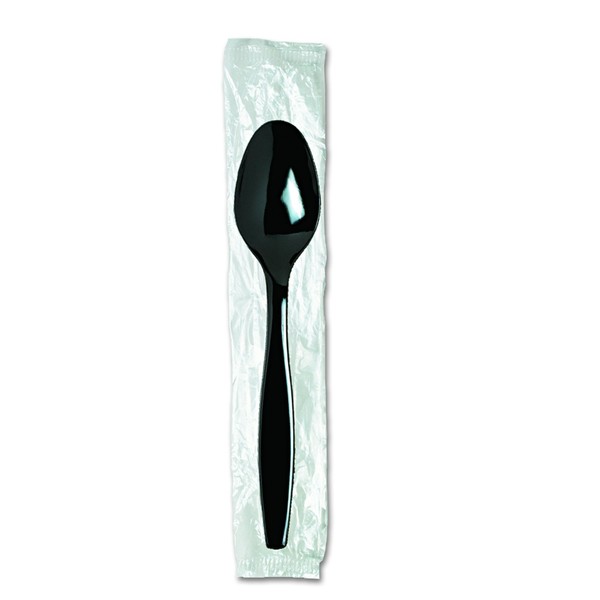 Dixie Individually Wrapped 6" Heavy-Weight Polystyrene Plastic Teaspoon by GP PRO (Georgia-Pacific), Black, TH53C7, (Case of 1,000)
