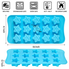 6 Pcs Flower Silicone Chocolate Molds Set, 15-Cavity Rose Heart Star Candy Mold Different Shapes Silicone Molds for Chocolate, Candy, Ice Cube, Butter, Jello