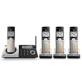 AT&T CL83407 4 Handset Cordless Phone with Answering System and Smart Call Blocker Silver/Black