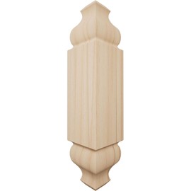 1 1/8"W x 5 3/32"H x 1 1/8"P Americraft Solid Hardwood Stain Grade Universal Baseboard Outside Corner Block for Chair Rail Profiles up to 2 9/16"H x 1 1/8"P, Alder