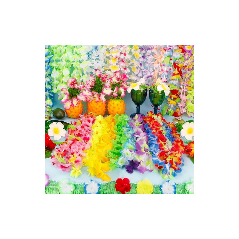 24pcs Hawaiian Leis - Colorful Flower Necklaces for Parties