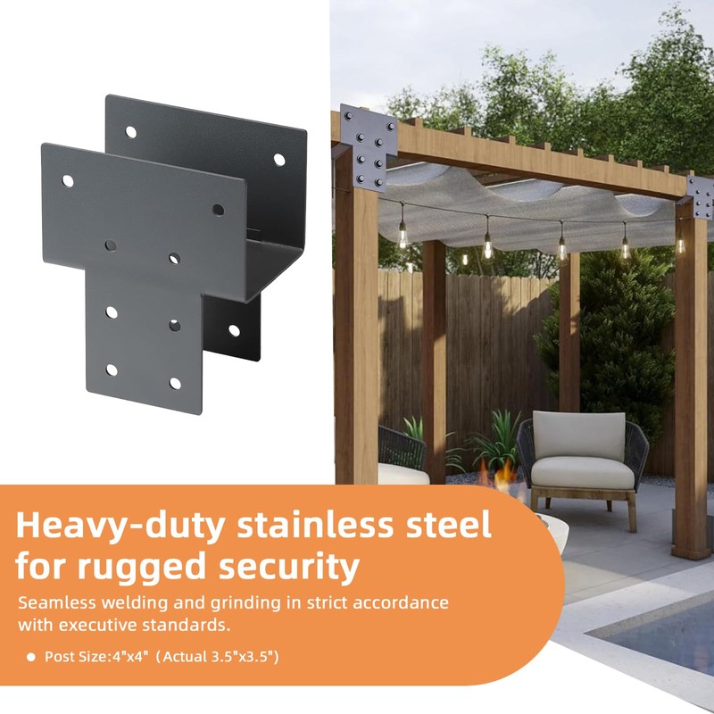 Fepinc 4x4 Post Cap Tie Bracket, (Actual 3.5"x3.5") Wood Gazebo