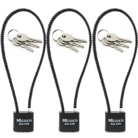 Cable Gun Locks with Keys Simple Operation Keyed Alike 15" Compatible with Pistols, Handguns, Rifles, and Shotguns, Home and Storage for Firearm Locking and Safety (3PCS)