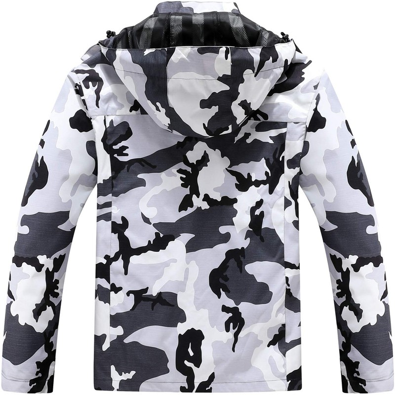 OTU Men's Lightweight Waterproof Hooded Rain Jacket Outdoor Raincoat Shell