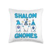 Shalom Gnomes Blue Hats Hanukkah Gnomes Gnomies Throw Pillow