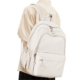 suwasp Casual Laptop Backpack for Women Men College Bookbag Waterproof Lightweight School Bag 15.6inch Laptop Daypack Large Capacity School Backpack for Teens Boys Girls (beige)