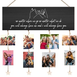 Orchroma Friends Picture Frames Collage Wall Decor,Long Distance Friendship Gifts,Friends Photo Picture Board,Hanging Photo Display with Clips,Home Liveing Room Dorm Bedroom Wall Decor(Black)