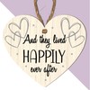 Romantic "And They Lived Happily Ever After" Heart-Shaped Wooden Plaque